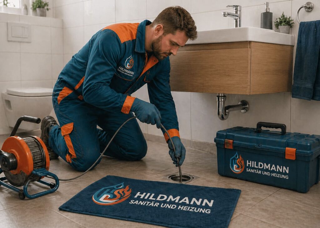 Sanitär Hildmann - Notdienst bei Rohrbruch, Heizung und Wasserschaden - Mitarbeiter bei der Reparatur
