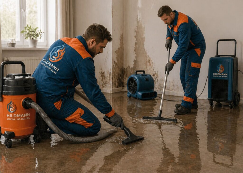 Sanitär Hildmann - Notdienst bei Rohrbruch, Heizung und Wasserschaden - Mitarbeiter bei der Reparatur